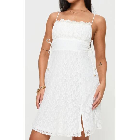 NWT Princess Polly AT LAST LACE MINI DRESS WHITE size 0 - Picture 1 of 9